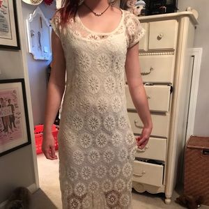 white floral lace dress